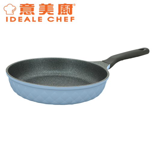 [138F0100] IDEALE CHEF KOREA CRYSTAL DIE-CAST MARBLING NON-STICK 28CM FRYPAN (BLUE)