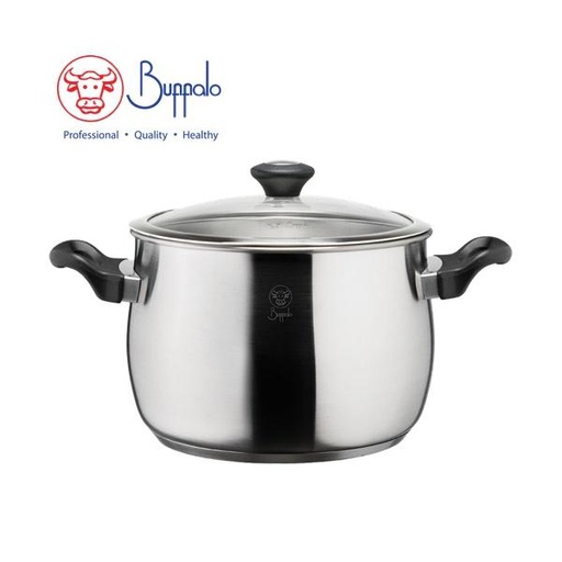 [138F0019] BUFFALO PRECIOUS S/ST HIGH  STOCKPOT WITH GLASS LID (24X17CM/8.05L)