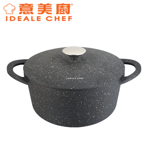 [138F0057] IDEALE CHEF DIE-CAST NON-STICK ROCK EFFECT 24X11.5CM STOCKPOT W/CAST LID (ROCK)