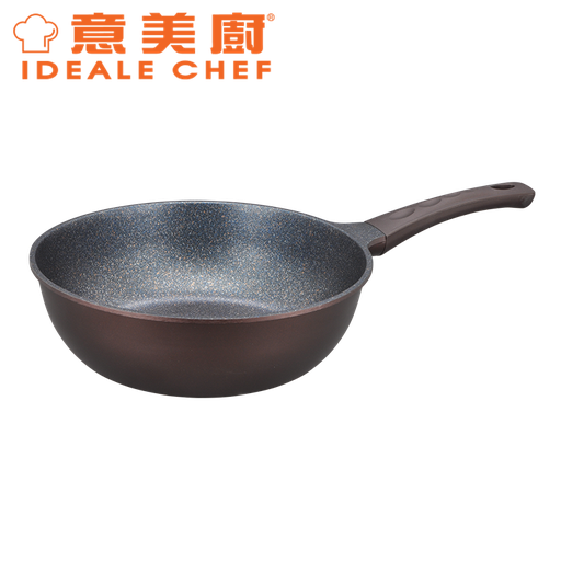 [138F0093] IDEALE CHEF KOREA PLUS DIE-CAST CURLING NON-STICK 30X9.0CM DEEP FRYPAN (BROWN) IC14430T