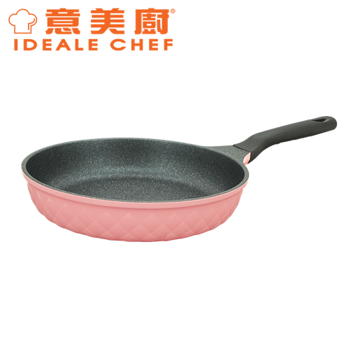 [138F0098] IDEALE CHEF KOREA CRYSTAL DIE-CAST MARBLING NON-STICK 26CM FRYPAN (PINK)