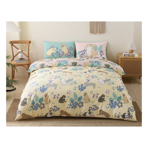 CASA-V Puggy & Bunny in Wonderland Cartoon Cotton Printed Series Bedding Set (VC055GBS)