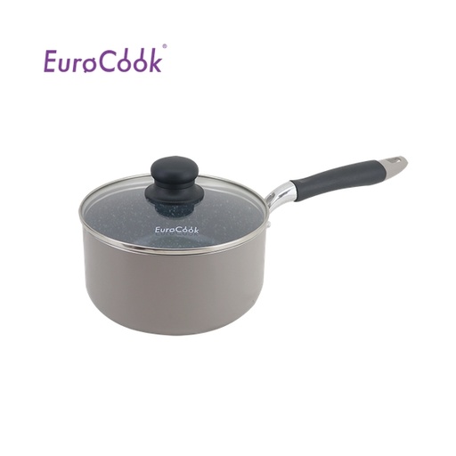 EURO COOK FINE I MARBLING NON-STICK SAUCEPAN W/GLASS LID (DARK GREY)