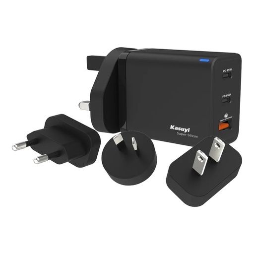 [113F0066] Kasuyi K-65WT Super Silicon 65W 3-Ports Travel Fast Charger