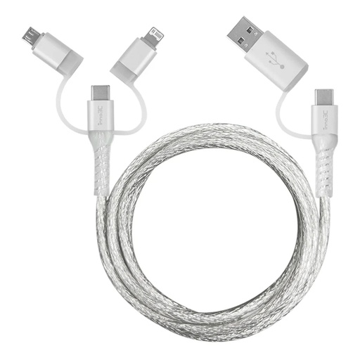 [049F8062] inno3C 五合一 Lightning/Type-C/Micro to USB/Type-C 透明快速充電線1.2M i-5CS-12
