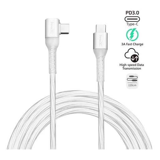 [DYN0026J] inno3C i-60CB-12 Transparent Type-C to Type-C 60W L-shape Cable 1.2M