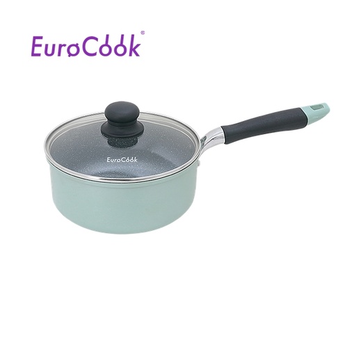 [138F0292] EURO COOK FINE II 雲石紋易潔 18X9.5CM/2.0L單柄煲連玻璃蓋 (湖水藍) EC22318P