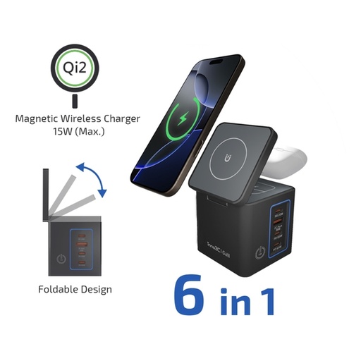 [133F0112] inno3C i-105WS 105W Qi2 + GaN 6-in-1 Wireless Fast Charging Dock