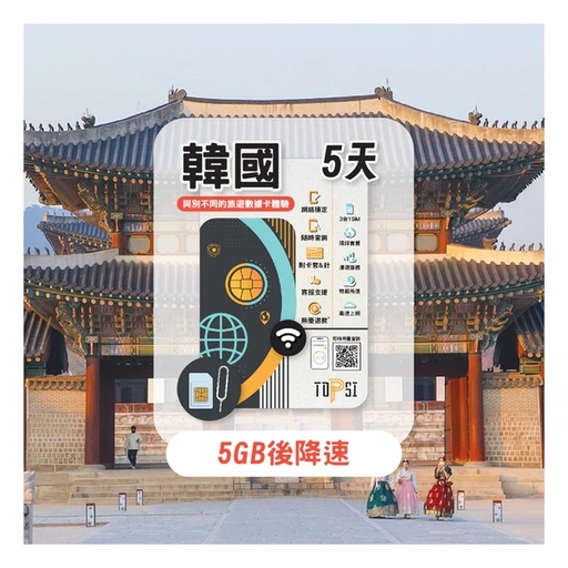 TOPSI [4G LTE] 韓國 5/8/15/30天 無限數據卡 (首 5/8/10/20GB 數據高速，其後降速至 128 Kbps)