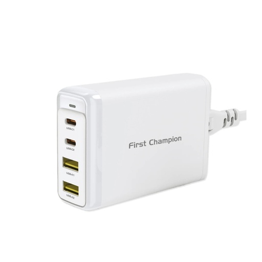 [050F0047] First Champion GaN Desktop Charger - 140W - UPC140PD2C2A, USB-Cx2 & USBx2, UK Plug