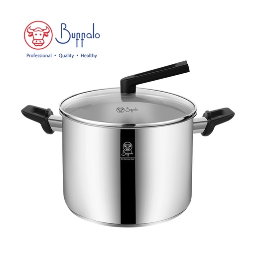 [138F0328] 牛頭牌 WISE COOK II 304不銹鋼加厚底電木雙耳高身煲連玻璃蓋 (24X17CM/7.2L) 35324H