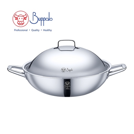 [138F0345] Buffalo - PRIVILEGE 316 Stainless Steel 5-Ply Flat Bottom Wok 36cm (752436A)