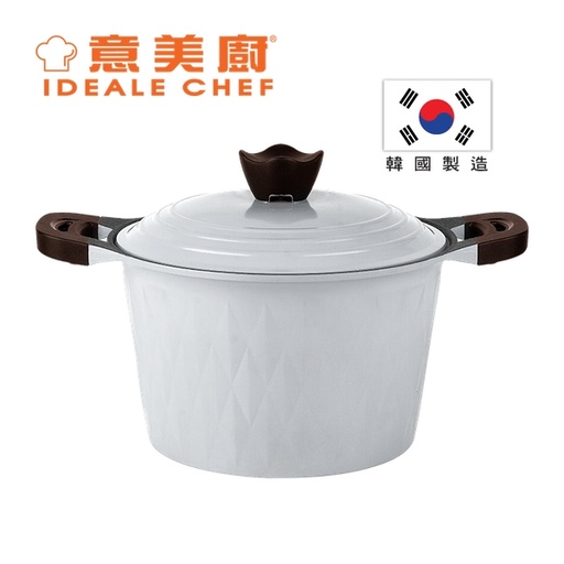 [138F0356] IDEALE CHEF - Korea CRYSTAL II Die-Cast Aluminium Titanium Coated Non-Stick High Stockpot 26cm / 7.4L (IC17626H)