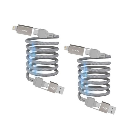 inno3C 240W 四合一磁吸數據傳輸收納線 120cm (兩件裝) i-4M240-12