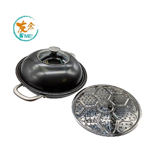 [125F0383] TME 35cm Stir Fry Wok with steel lid